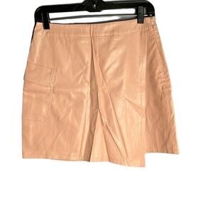 Dress Decode Pale Pink Faux Leather Wrap Mini Skirt Medium
